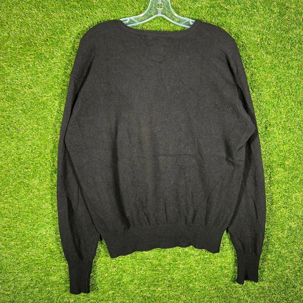 Polo Ralph Lauren Mens‎ V-Neck Sweater Black 100% Lambswool Vintage Large